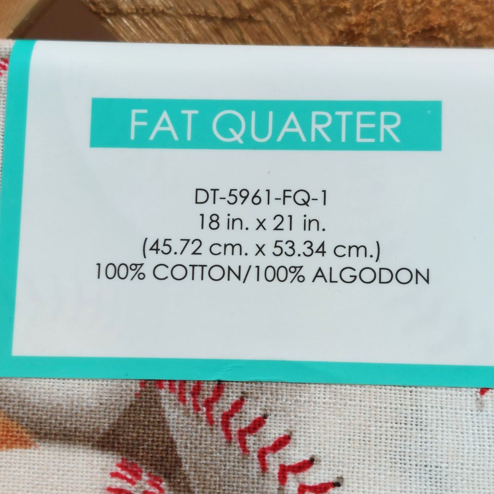 Baseball Themed Fabric Fat Quarter Pair of 2