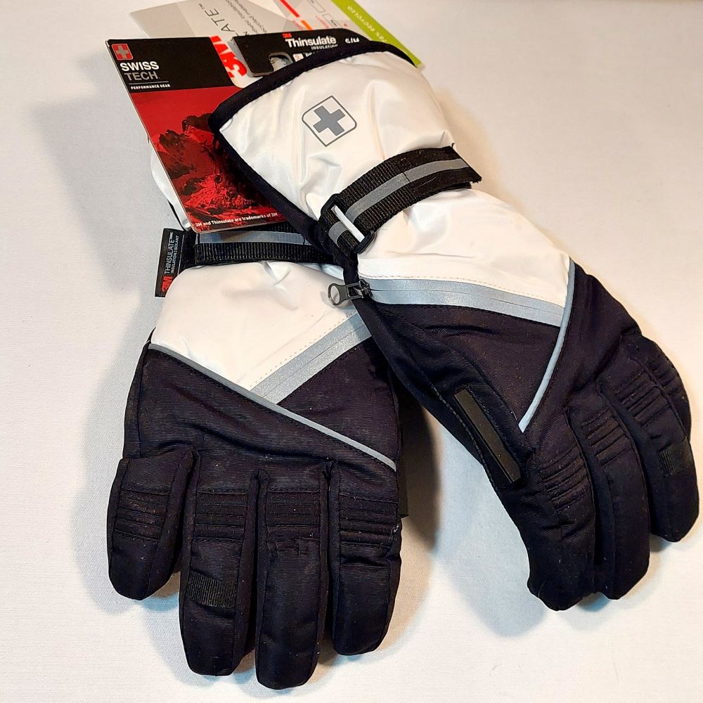 Swiss Tech Ski Gloves Black,White & Gray S/M 3M Thinsulate Insulation