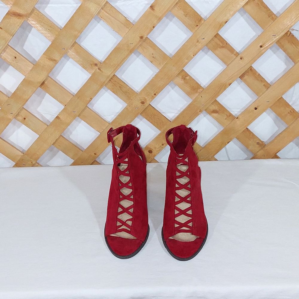Forever 21 Red High Heel Sandals with Block Heels