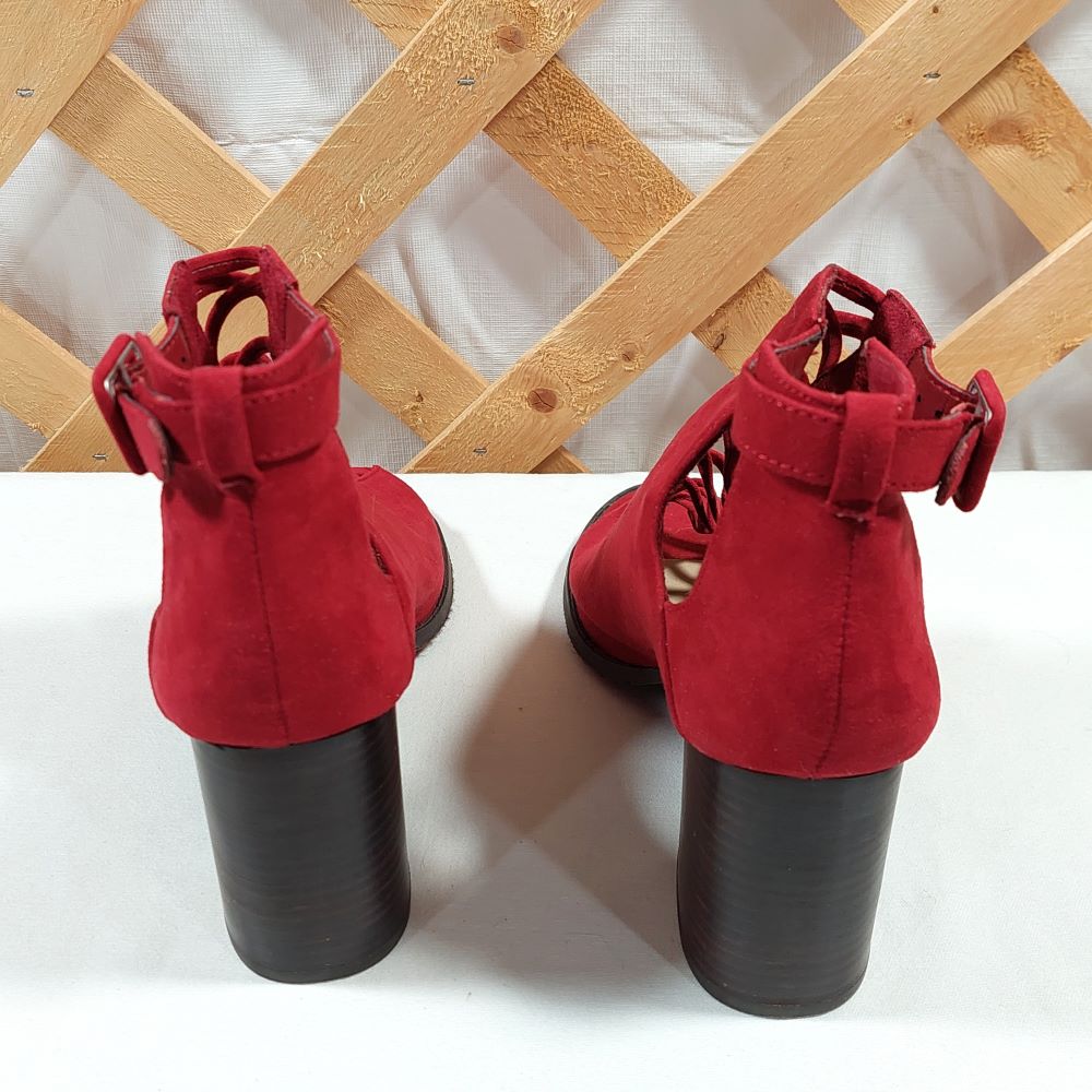 Forever 21 Red High Heel Sandals with Block Heels