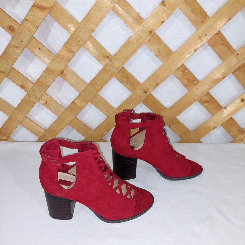 Forever 21 Red High Heel Sandals with Block Heels