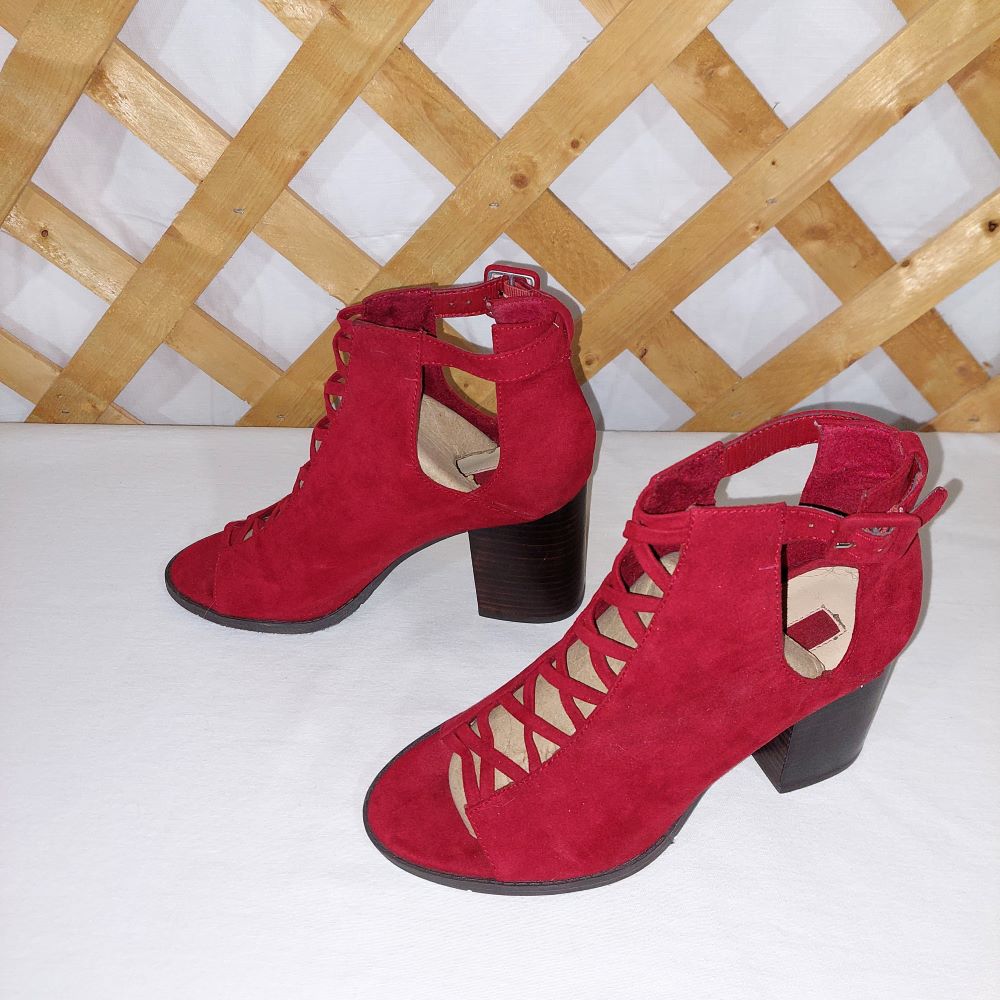 Forever 21 Red High Heel Sandals with Block Heels