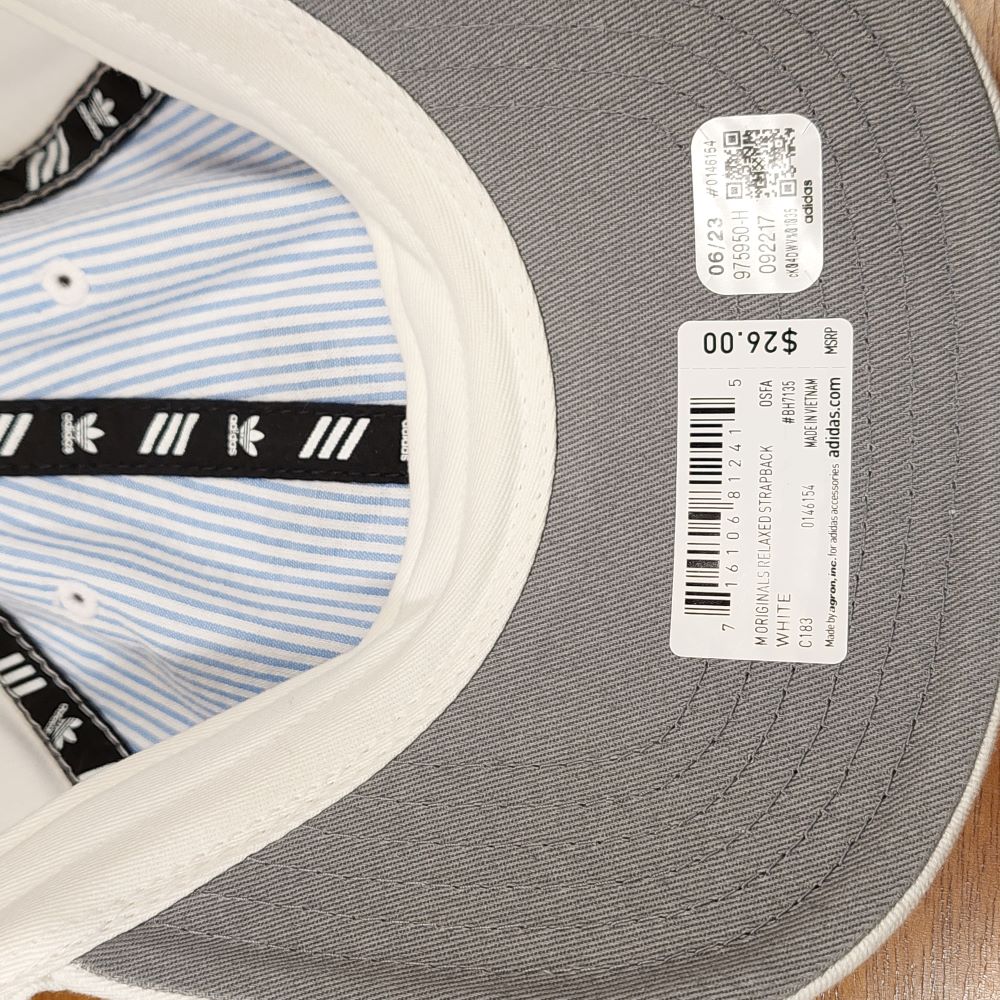 Adidas M Originals Relaxed Strapback Hat - White Adjustable Fit