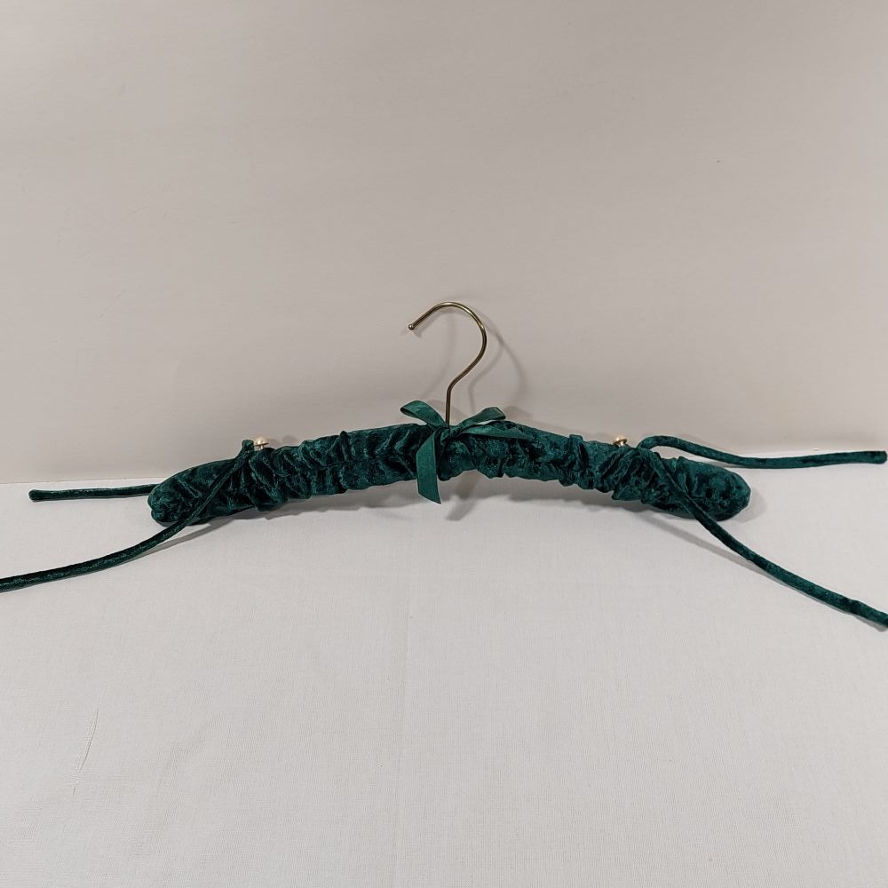 Green Padded Clothes Hanger, Velvet-Style Fabric