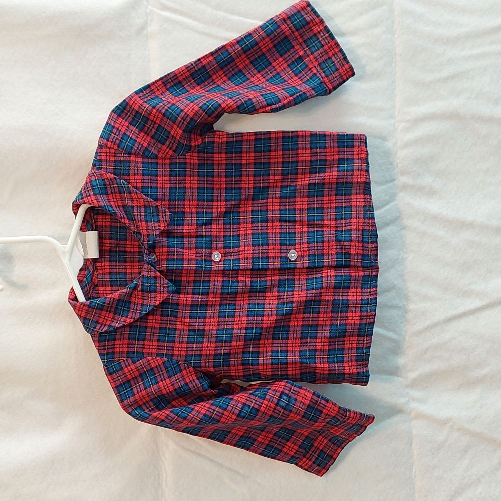 Vintage Red & Blue Plaid Button Up Shirt Infant 18 Months