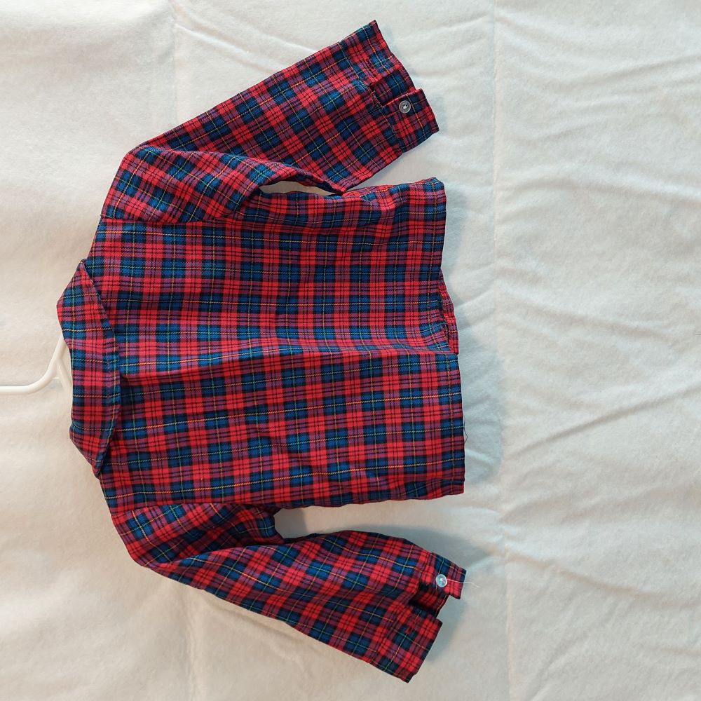 Vintage Red & Blue Plaid Button Up Shirt Infant 18 Months