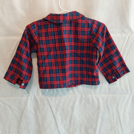 Vintage Red & Blue Plaid Button Up Shirt Infant 18 Months