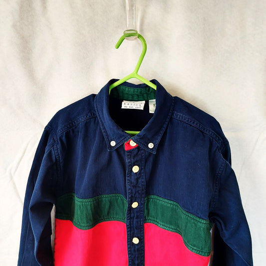 Vintage Blue, Green & Red Flannel Button Down Shirt Boys Size 7