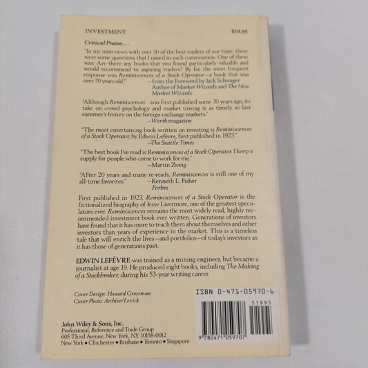 Reminiscences of a Stock Operator by Edwin Lefevre