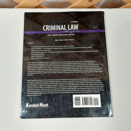 Criminal Law in Maryland: Cases, Concepts and Critical Analysis Second Edition