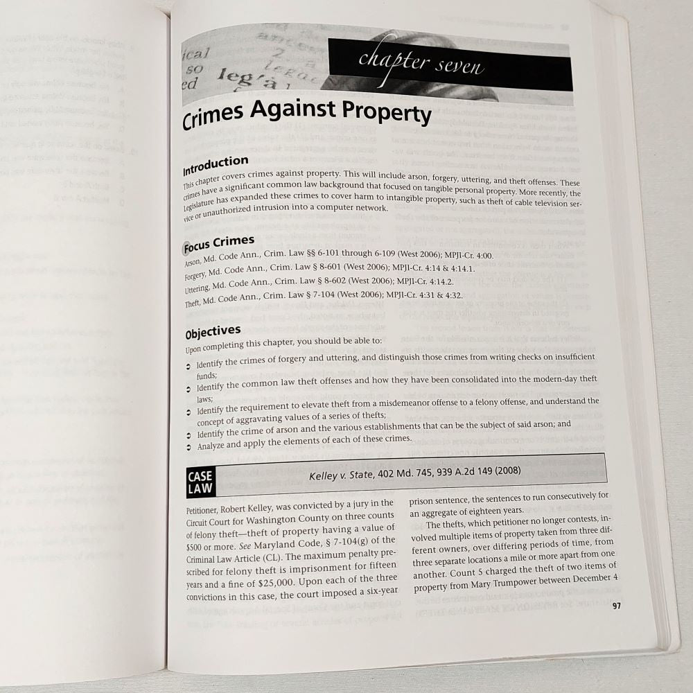 Criminal Law in Maryland: Cases, Concepts and Critical Analysis Second Edition