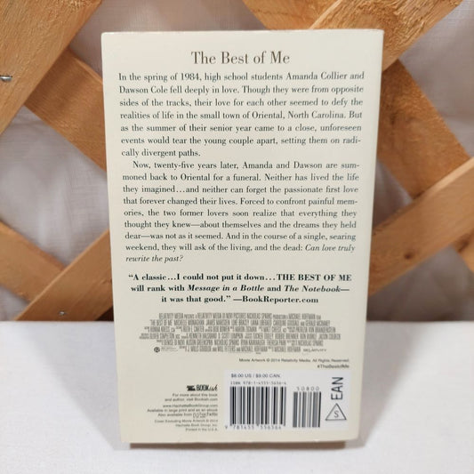 The Best of Me by Nicholas Sparks on Paperback
