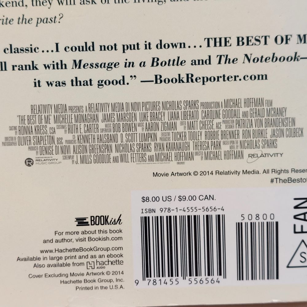 The Best of Me by Nicholas Sparks on Paperback