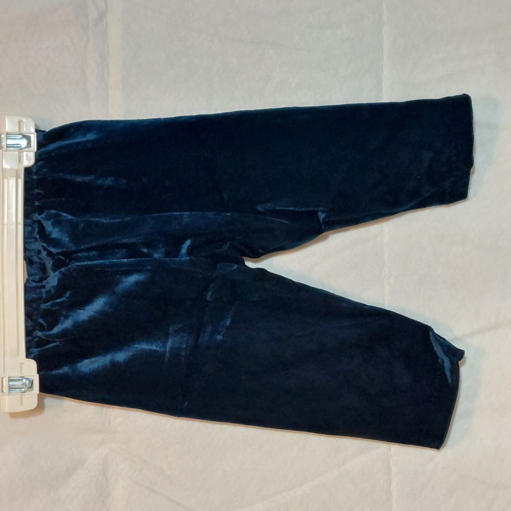 Infant Girl 18 Months Dressy Velour Navy Blue 2-Piece Outfit Vintage