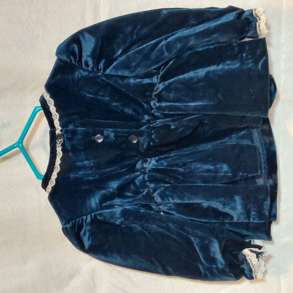 Infant Girl 18 Months Dressy Velour Navy Blue 2-Piece Outfit Vintage