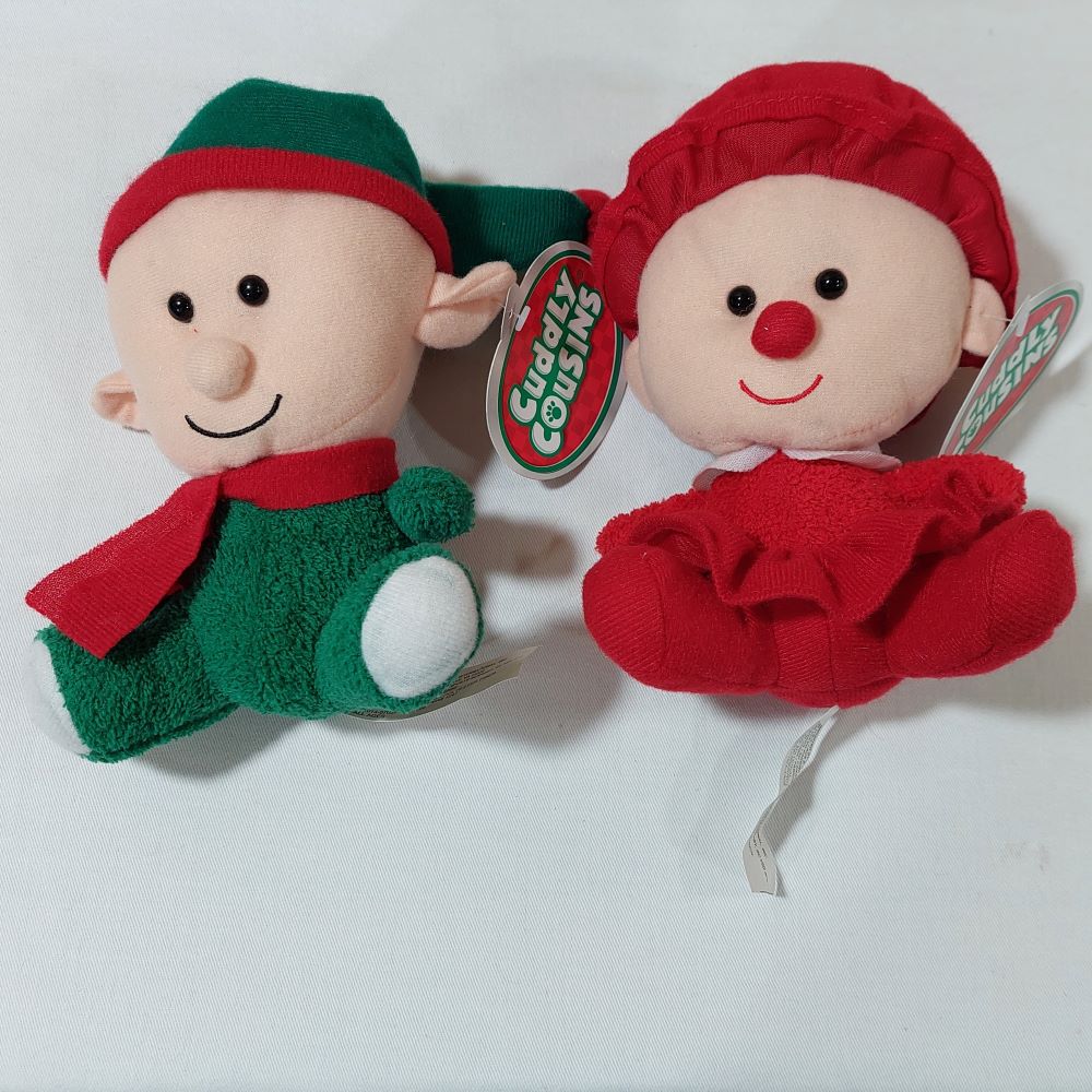 Pair of Cuddly Cousins Christmas Elves Stuffed Toys