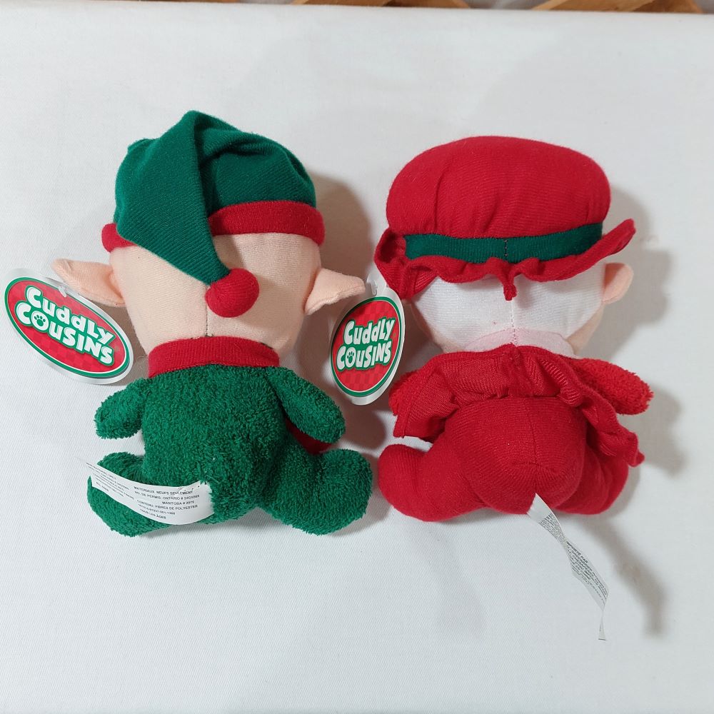 Pair of Cuddly Cousins Christmas Elves Stuffed Toys