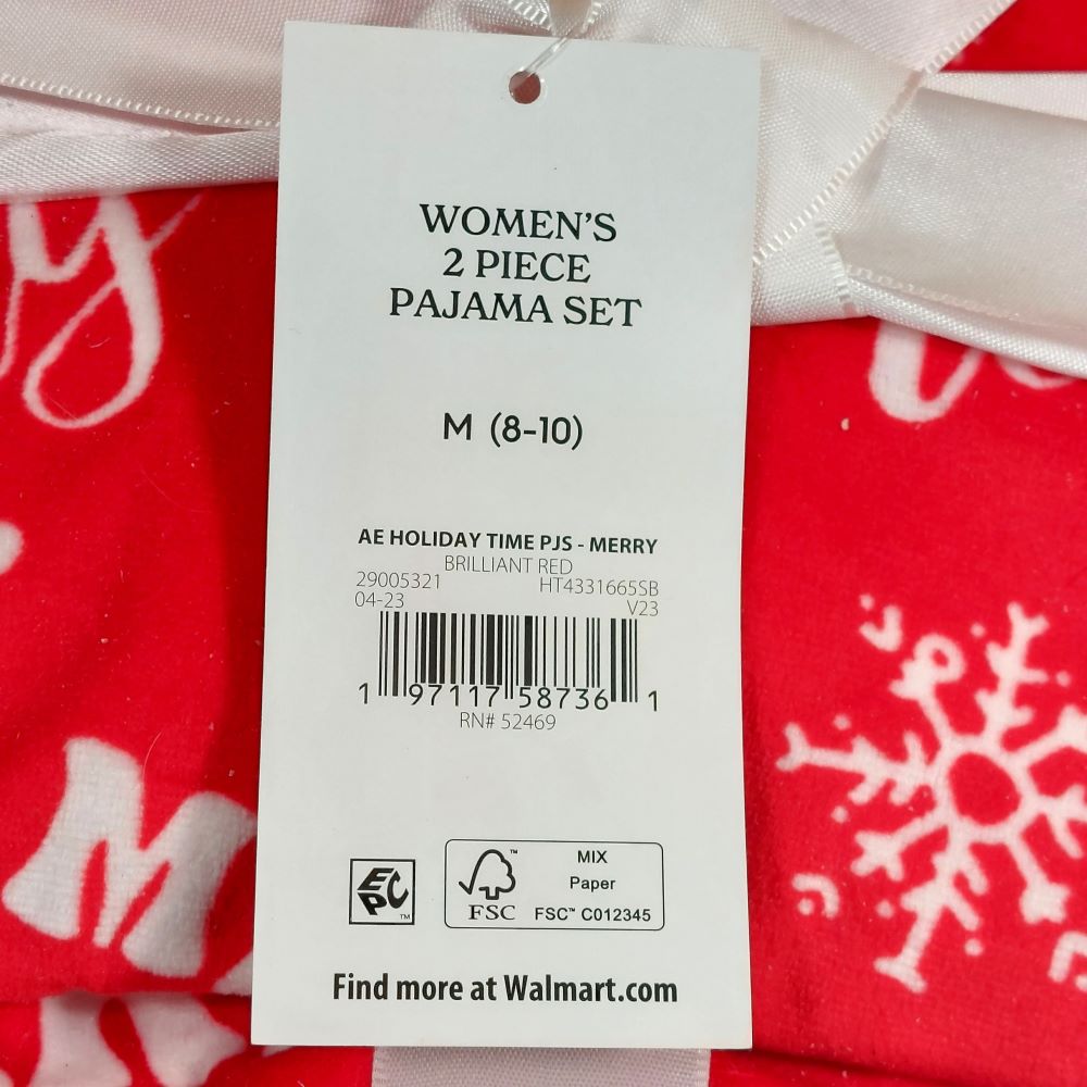 Holiday Time PJs Red 2-Piece Pajama Set Women's Medium