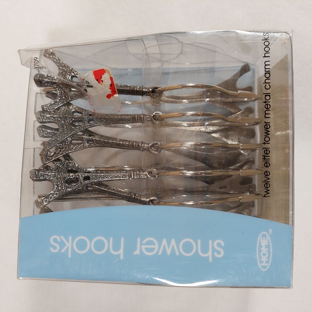Shower Hooks Set of 12 Eiffel Tower Metal Charm Hooks