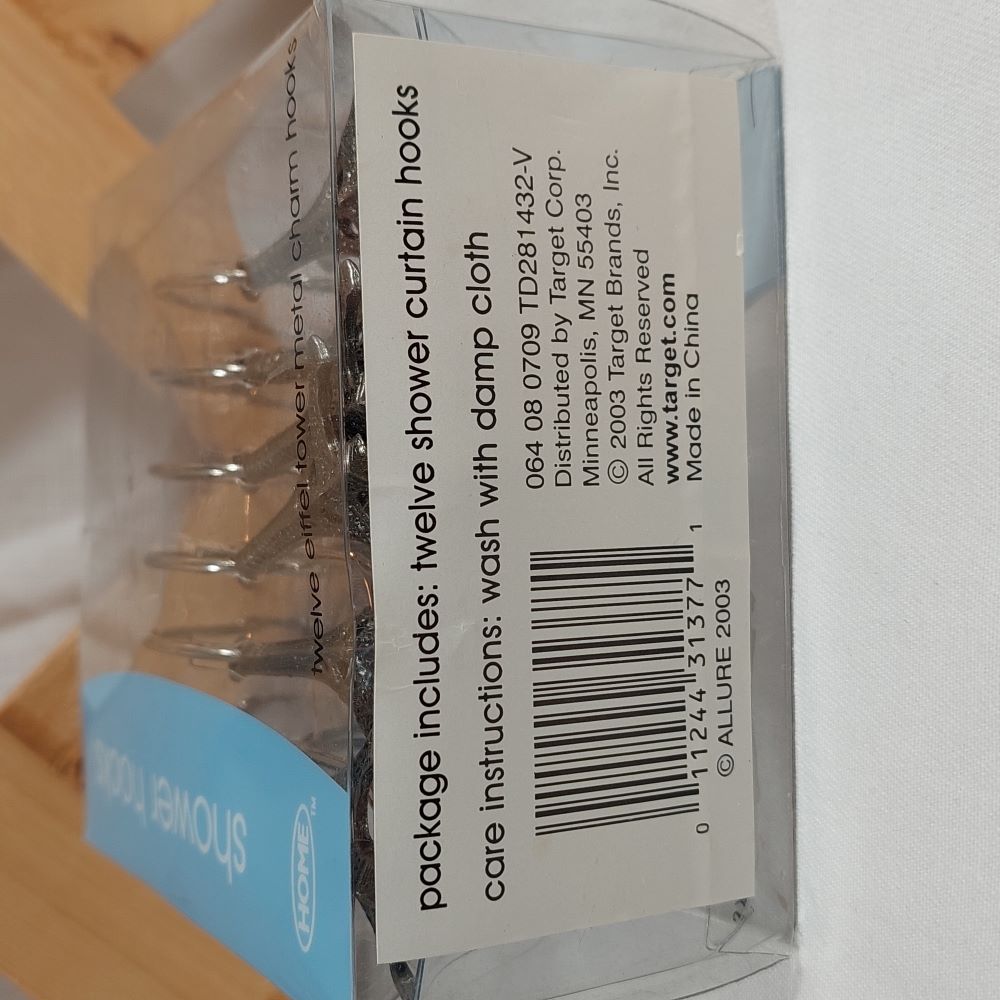 Shower Hooks Set of 12 Eiffel Tower Metal Charm Hooks