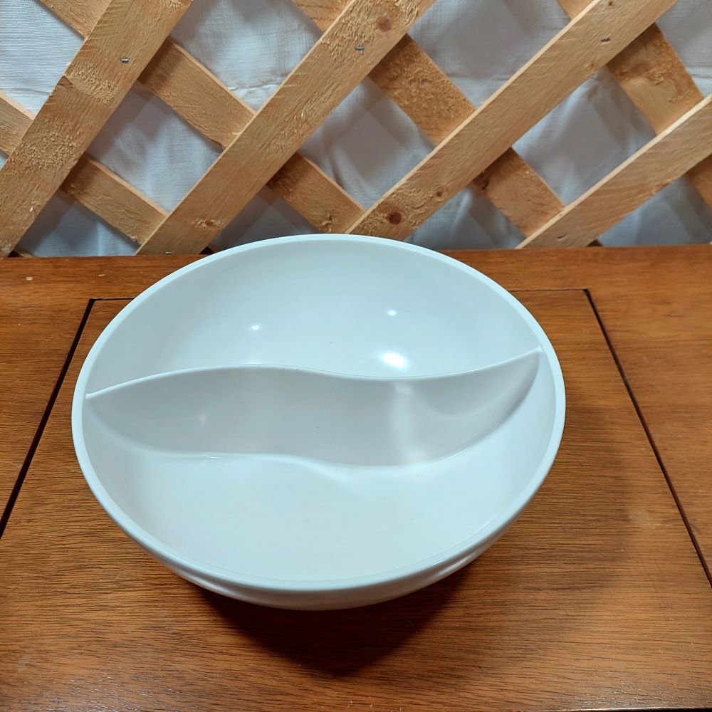 Melmac 2-Section White Serving Bowl