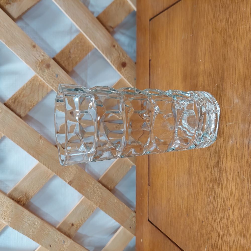French Triangle Vase with Cut Glass Pattern