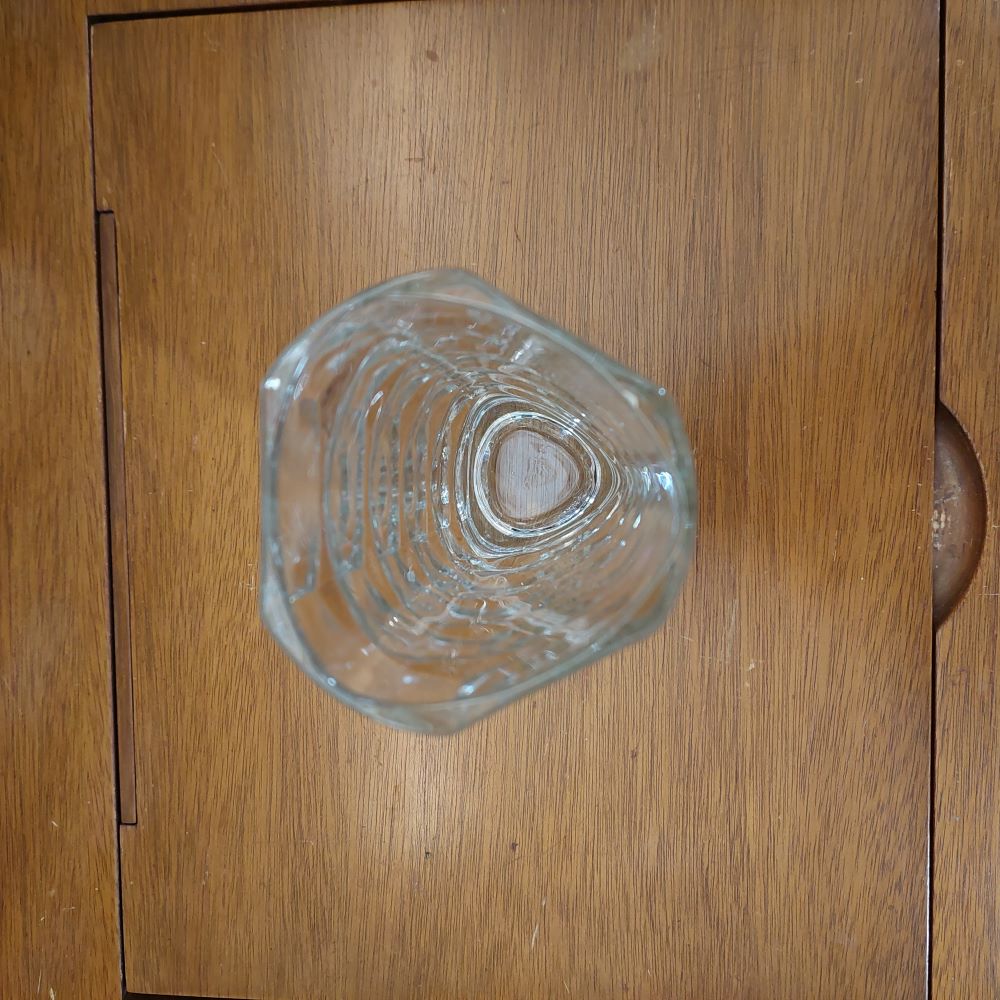 French Triangle Vase with Cut Glass Pattern