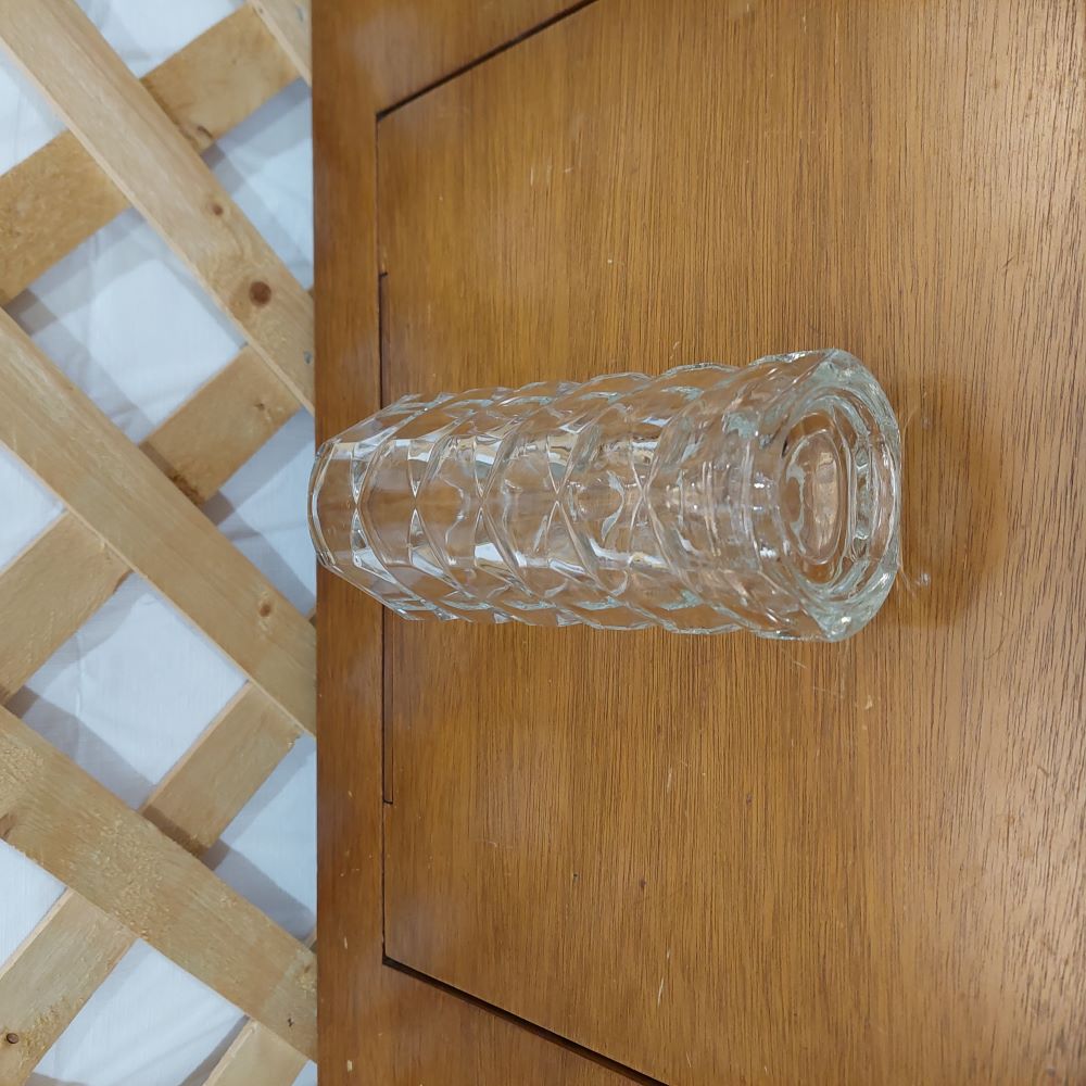 French Triangle Vase with Cut Glass Pattern