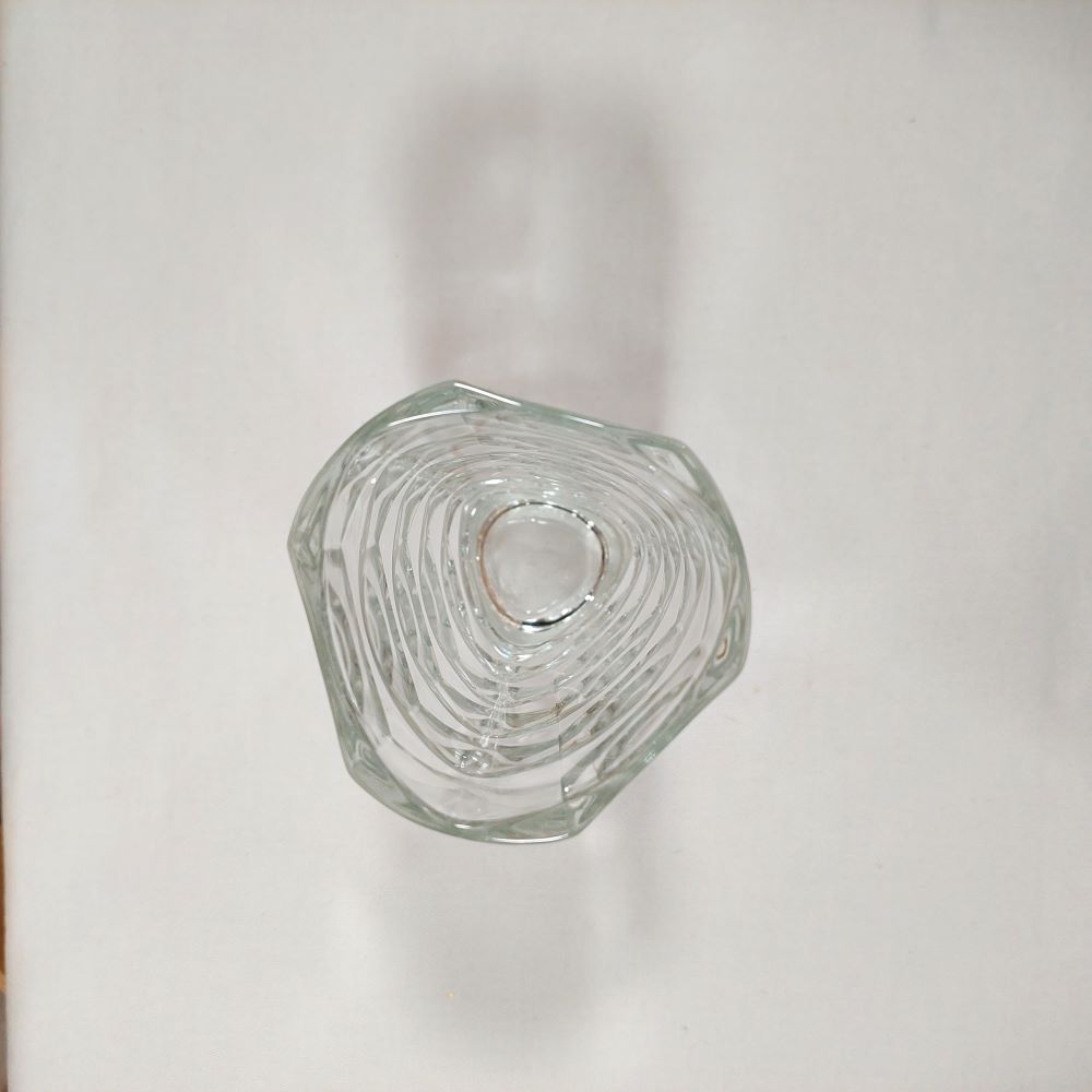 French Triangle Vase with Cut Glass Pattern