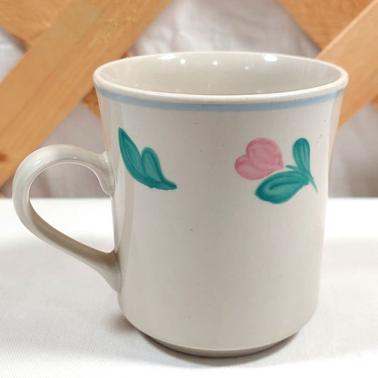 Fine Stone Ware Pink Tulip Coffee Cups Set of 4