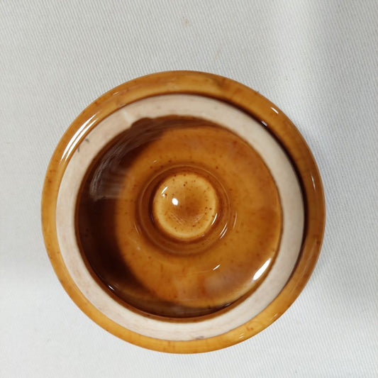 Brown Two Tone Glazed Ceramic Creamer Vessel with Removable Lid