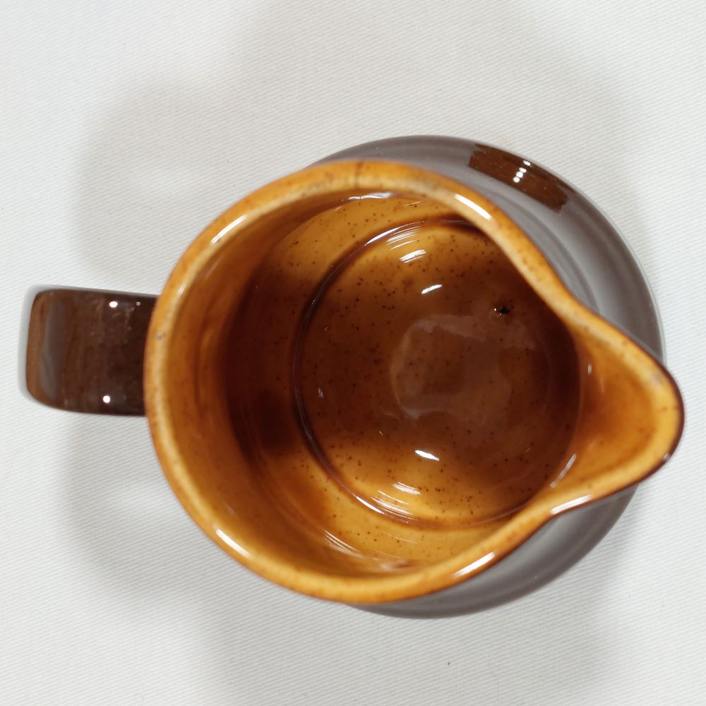 Brown Two Tone Glazed Ceramic Creamer Vessel with Removable Lid