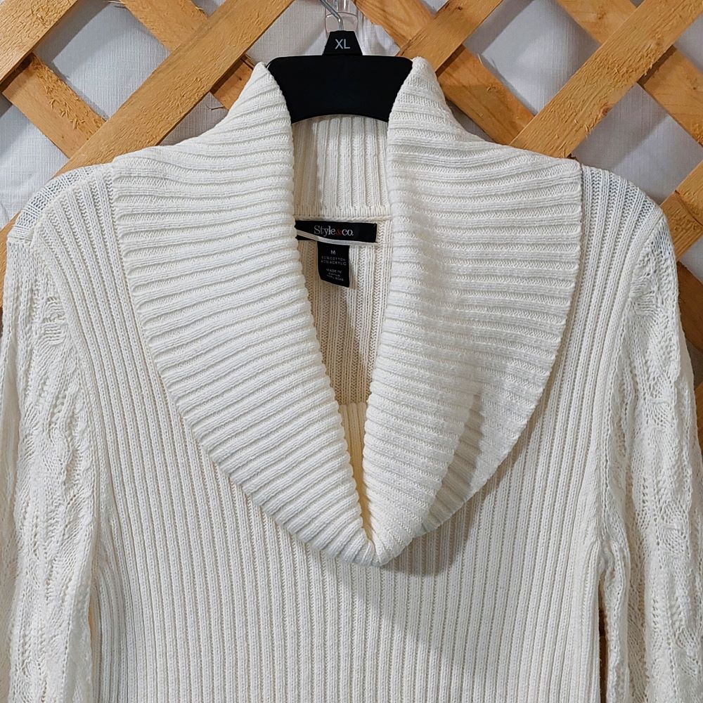 Style & Co. Winter White Cowl Neck Tunic Sweater Women's Size M