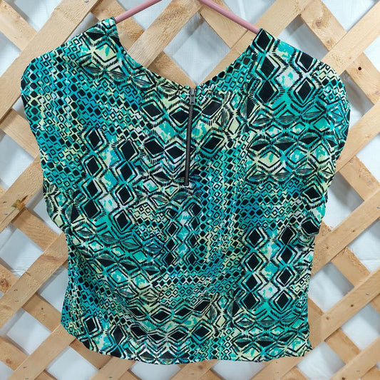 Material Girl Patterned Cap Sleeve Top Women's Size Small