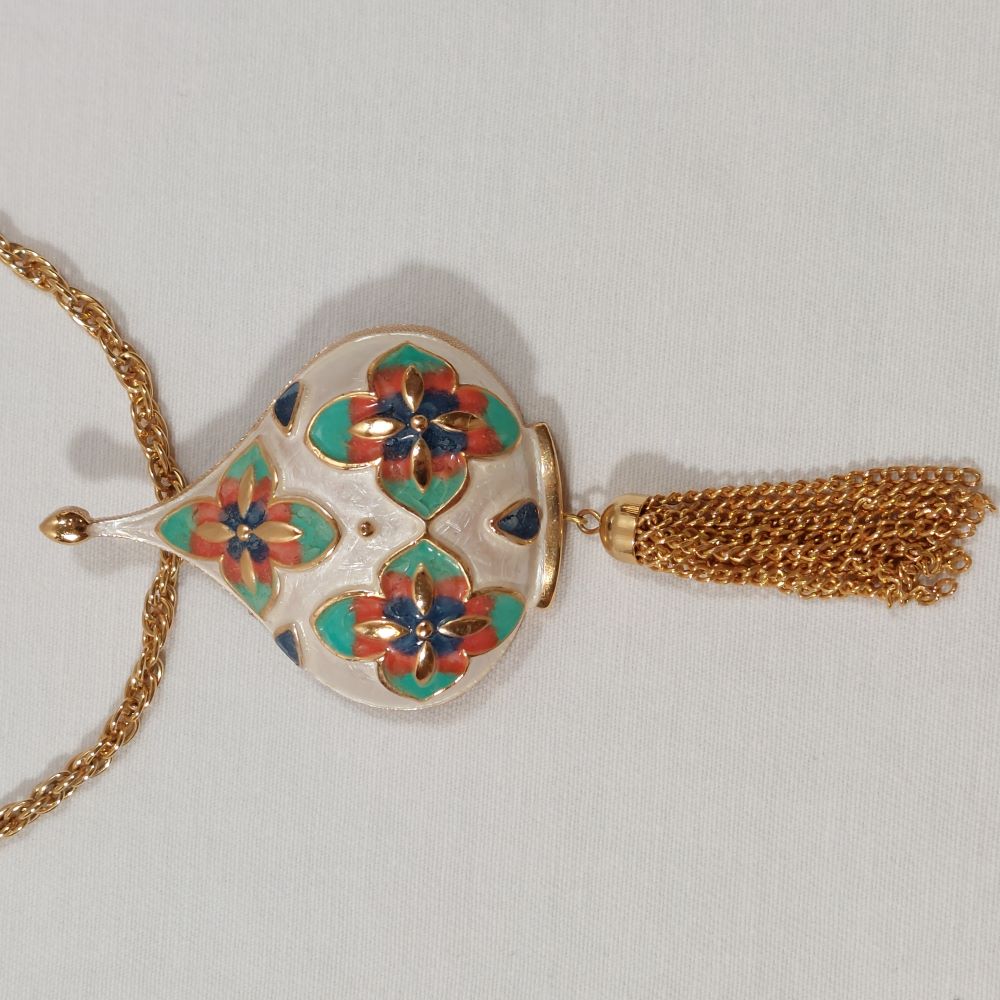 Park Lane Vintage Enamel Tassel Brooch Pendant with Necklace