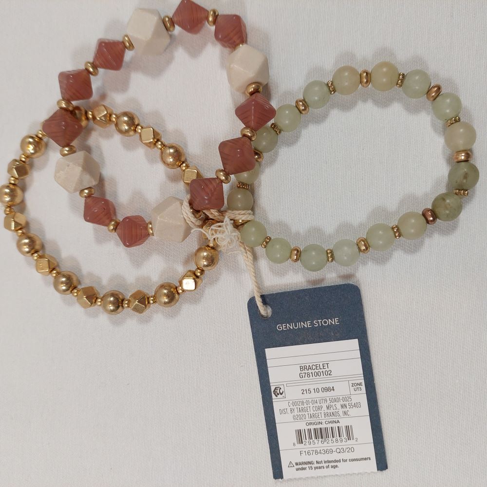 Universal Thread Goods Co. Set of 3 Genuine Stone Bracelets