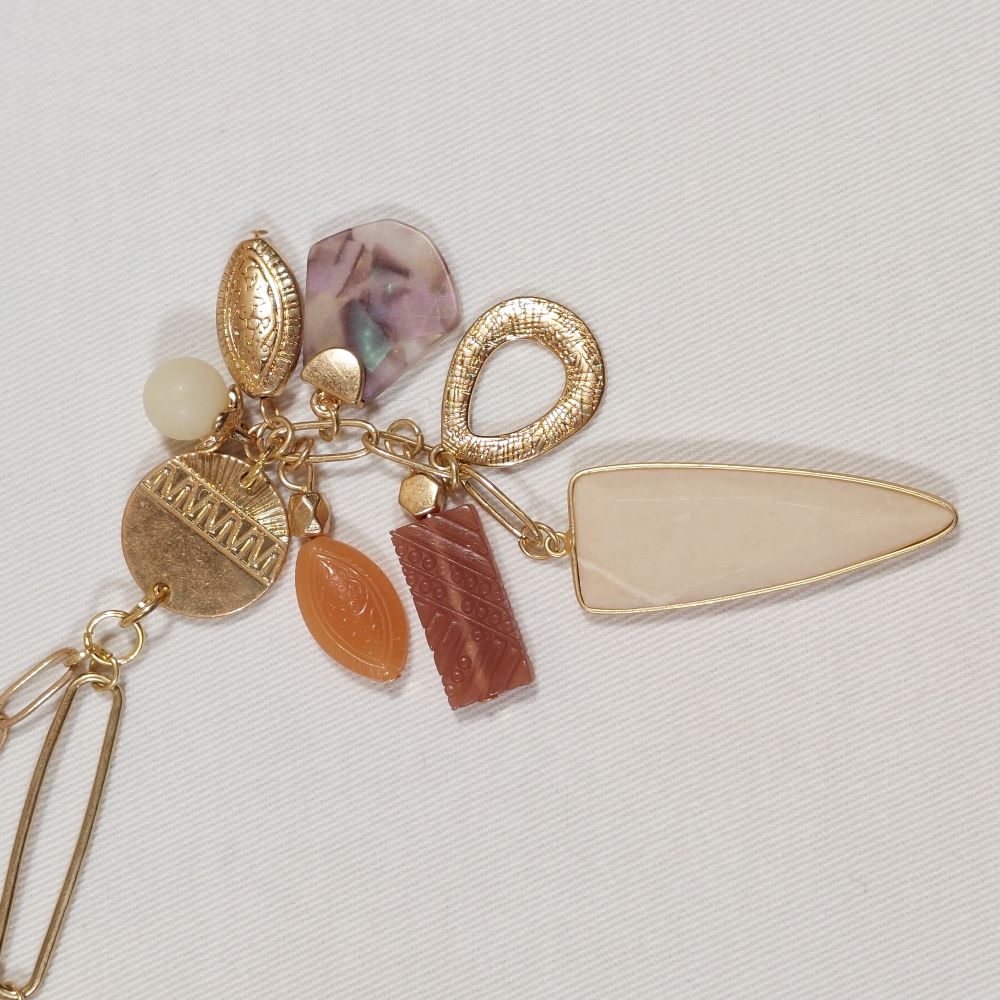 Cluster Pendant Necklace with Semi-Precious Stone