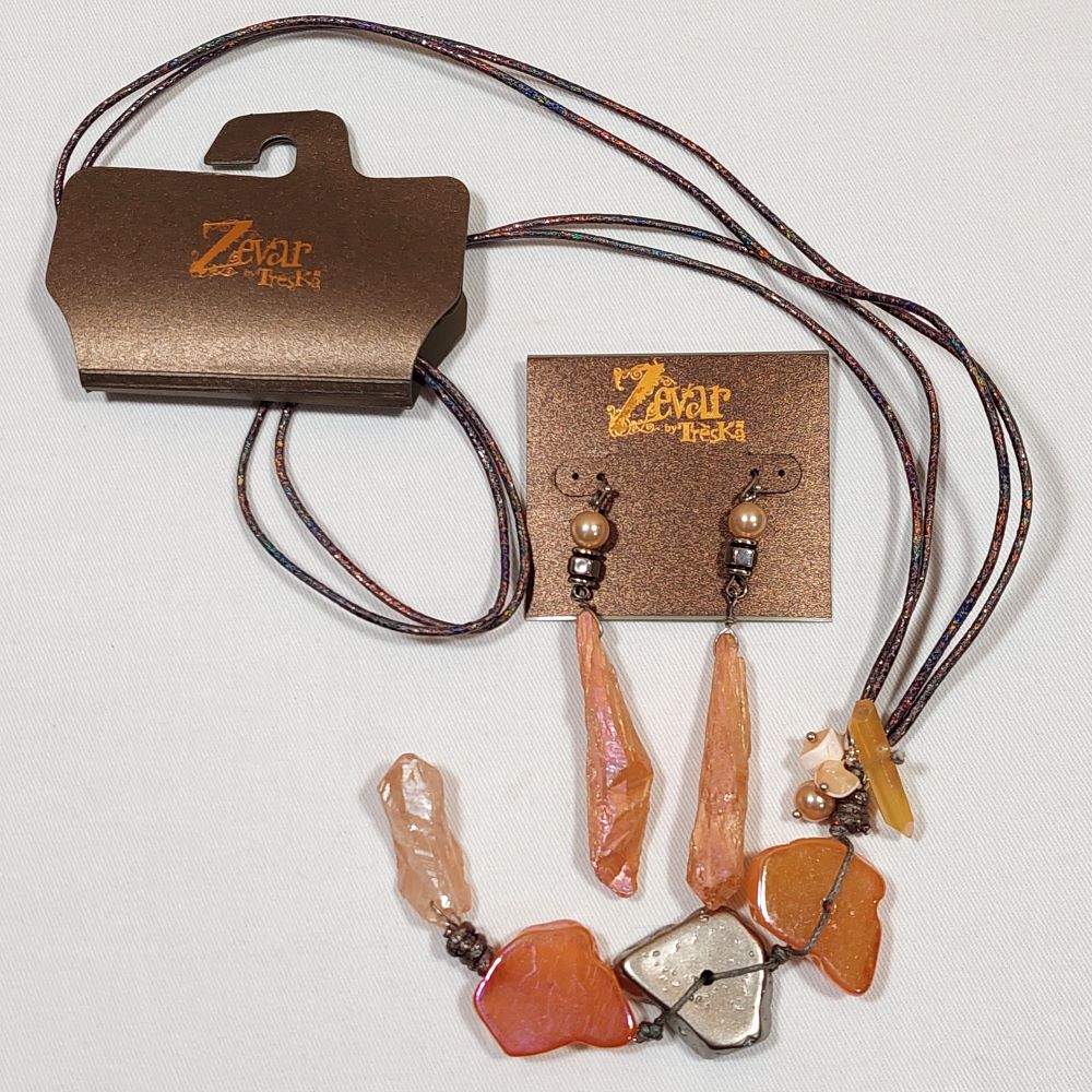 Zevar by Treska Stone Necklace & Earrings Set