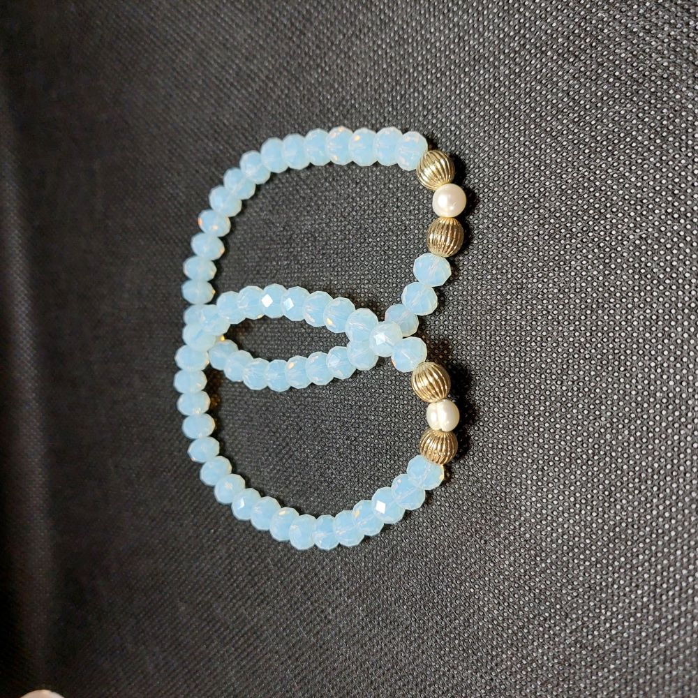 Pair of Blue Bead Stretch Bracelets Costume Jewelry