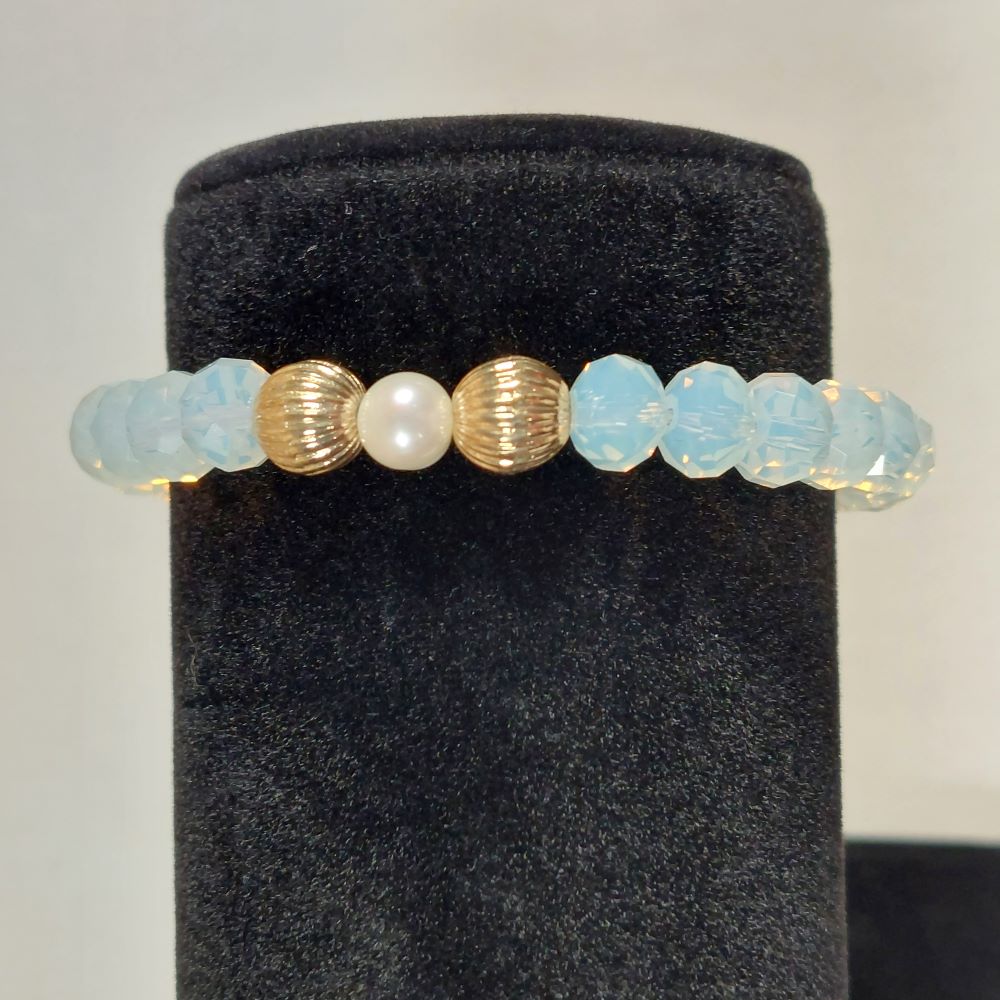 Pair of Blue Bead Stretch Bracelets Costume Jewelry