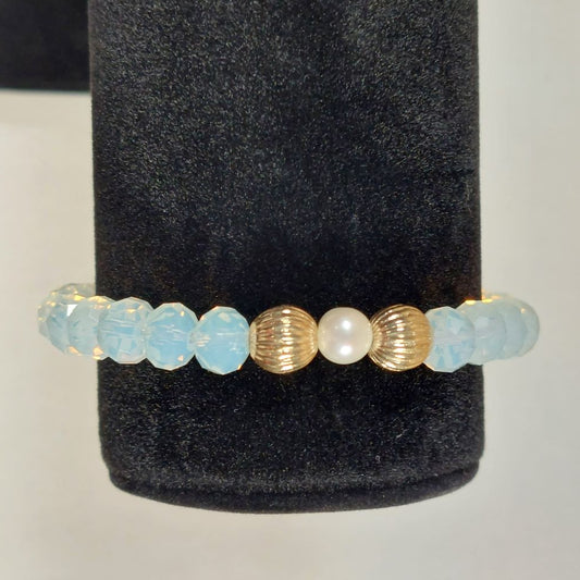 Pair of Blue Bead Stretch Bracelets Costume Jewelry