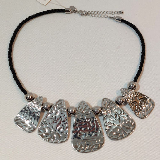 Lia Sophia Twisted Cord Necklace with Silvertone Pendants