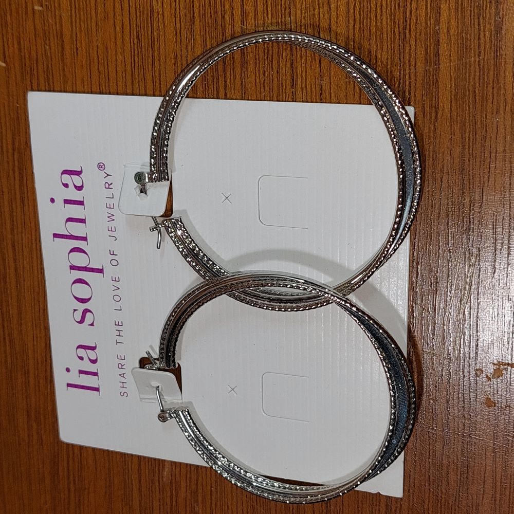Lia Sophia Silvertone Twisted Hoop Earrings
