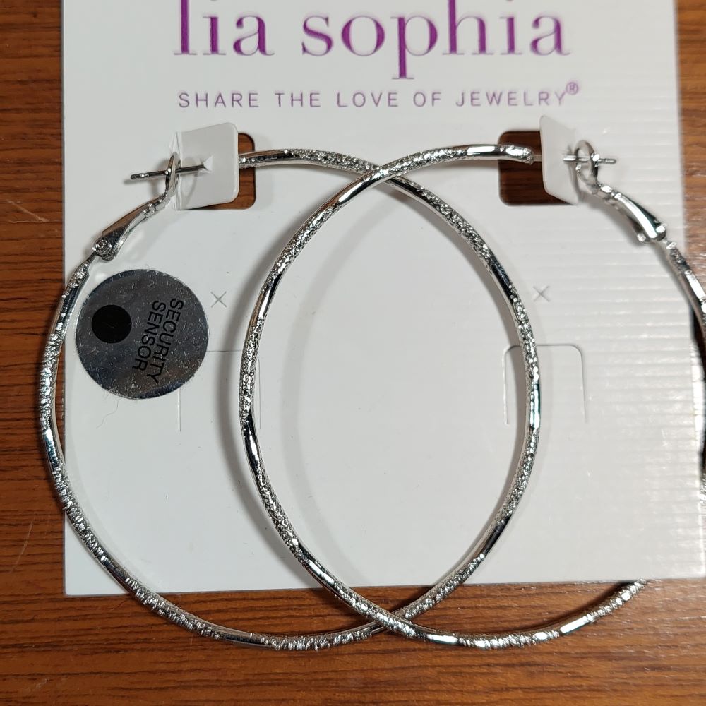Lia Sophia Silvertone Hoop Earrings