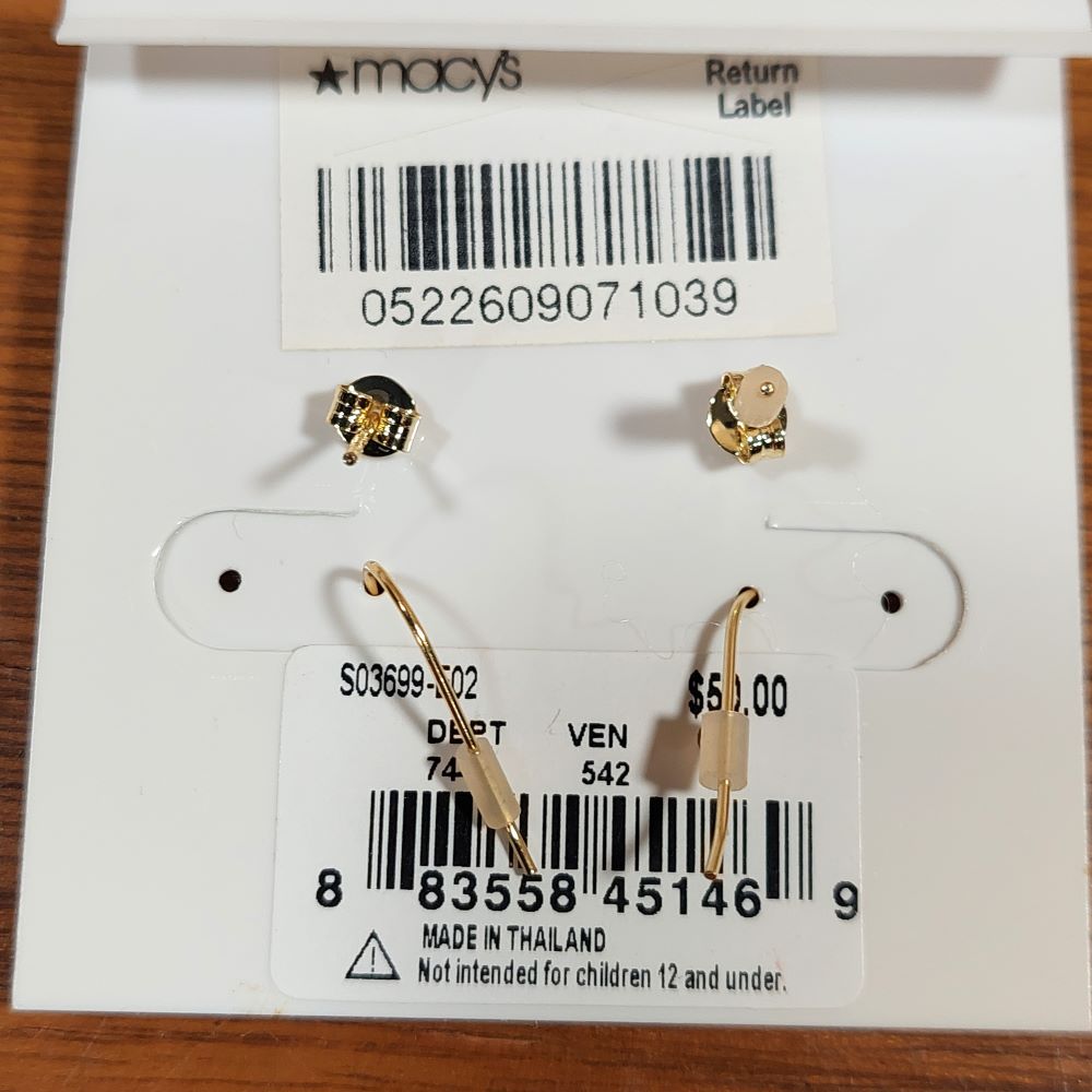 Hint of Gold Sterling Silver Earwire 14k Gold Plated Earrings 2 Pairs