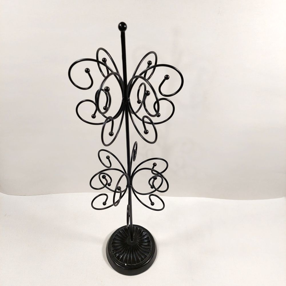 2-Tier Necklace & Bracelet Jewelry Stand Black Metal