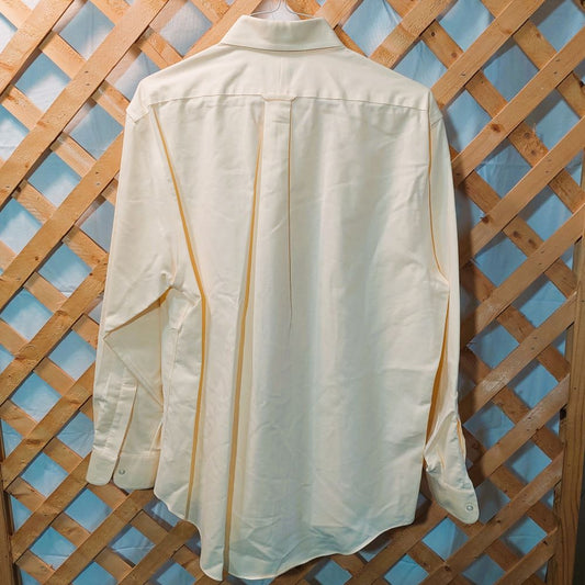 Lands' End 100% Cotton Men's Long Sleeve Dress Shirt 17-35 Yellow