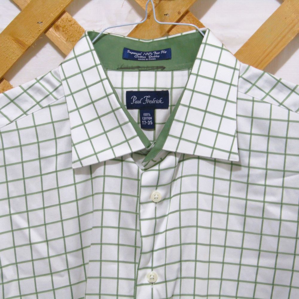 Paul Fredrick 100% Cotton Checkered Shirt Men's Size 17-35
