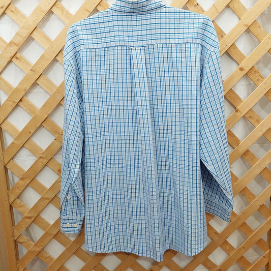Orvis Long Sleeve Blue & White Plaid Shirt
