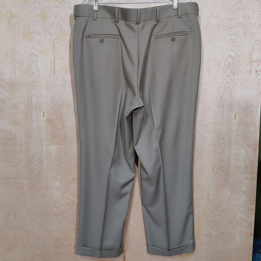 Stafford Men's Classic Fit Pleated Front Dress Pants with Cuff